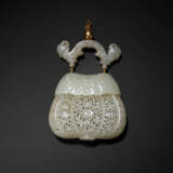 A PALE GREENISH-WHITE JADE RETICULATED `LOTUS` PARFUMIER - photo 1