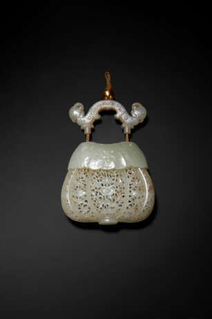 A PALE GREENISH-WHITE JADE RETICULATED `LOTUS` PARFUMIER - photo 2