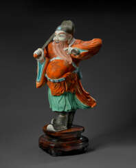 AN IMPORTANT AND UNUSUALLY LARGE FAMILLE ROSE FIGURE OF ZHONG KUI