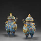 A RARE PAIR OF CLOISONN&#201; ENAMEL HE-FORM VESSELS AND COVERS - photo 1