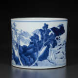 A BLUE AND WHITE BRUSH POT - Foto 4