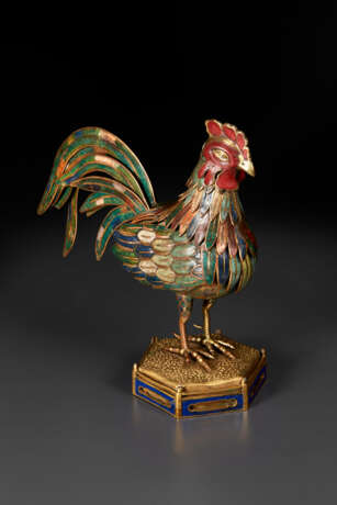 A RARE CLOISONN&#201; AND CHAMPLEV&#201; ENAMEL ROOSTER-FORM CENSER - photo 2
