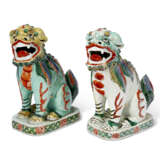 A PAIR OF FAMILLE VERTE FIGURES OF BUDDHIST LIONS - Foto 1