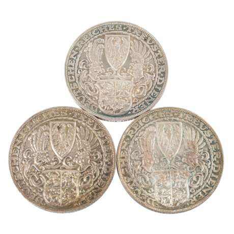 Silver medals - Weimar Republic, 3 pieces, - фото 2