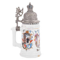 Souvenir jug Bavaria - Crowned pewter lid mount,