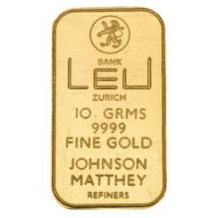 Switzerland - Gold bar of 10g GOLD fine, Bank Leu Zurich,