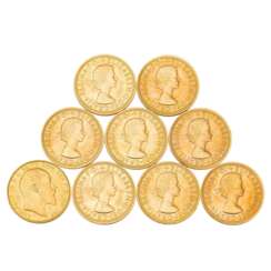 9 x GB/GOLD - 1 Sovereign of the years 1906 / 1964 (2x)/ 1965 (5x) / 1966,
