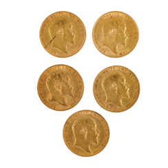 5 x GB - 1 Sovereign of the years 1903/1906/1910 (3x), Edward VII.,