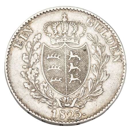 AD Württemberg - 1 florin 1825/W., King Wilhelm I., variant with - фото 2