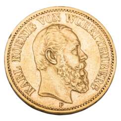 German Empire /GOLD - Württemberg, Karl 20 Mark 1873/F