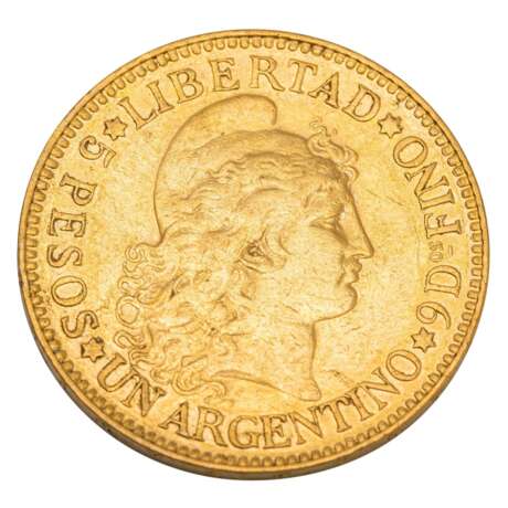 Argentina/Gold - 5 pesos 1887, Libertad, ss, rubbed, - Foto 1