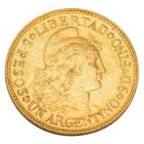 Argentina/Gold - 5 pesos 1887, Libertad, ss, rubbed, - фото 1