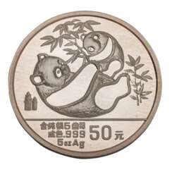 People's Republic of China/Silver - 50 Yuan 1989, Panda mother with child,