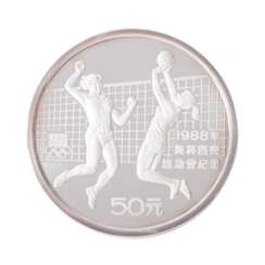 China/SILVER - 50 Yuan 1988 Volleyball,