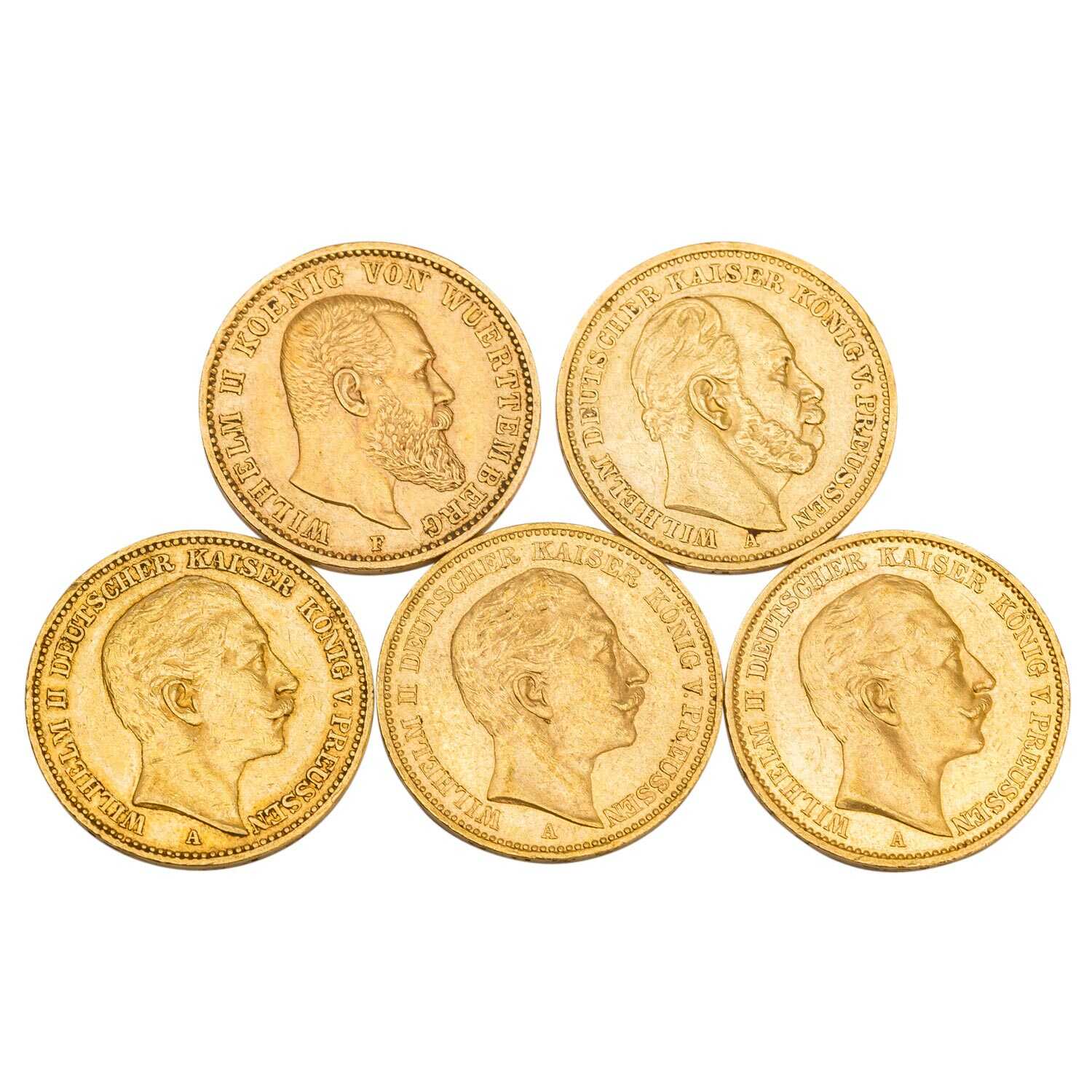 5-piece gold convolute German Empire -