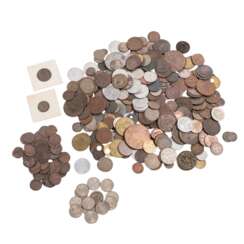 Old treasure trove - Well filled bag with small coins of the