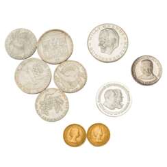 Small assortment of coins and medals with GOLD and SILVER -