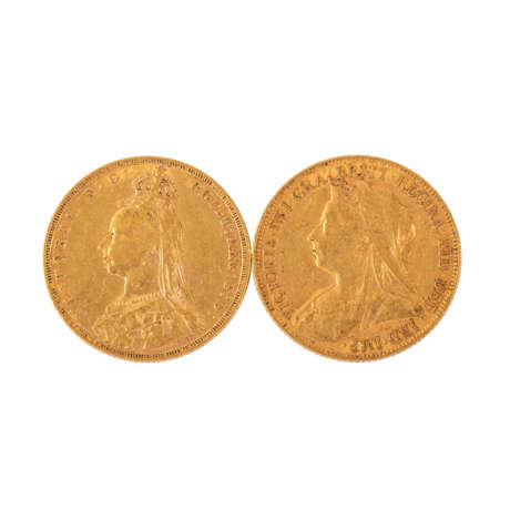 2 x GB/Gold - 1 Sovereign 1891/1899, Victoria Jubilee Coinage/Victoria Old Head, - Foto 1