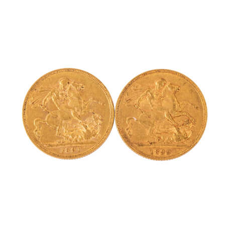 2 x GB/Gold - 1 Sovereign 1891/1899, Victoria Jubilee Coinage/Victoria Old Head, - Foto 2