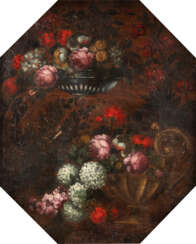 ITALIENISCHE SCHULE DES 17. JH. BLUMENSTILLLEBEN MIT TAZZA UND JARDINIERE