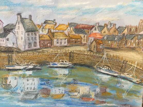 The harbour at Crail Fife in Scotland Cardboard See description Landscape painting 2018 - photo 1