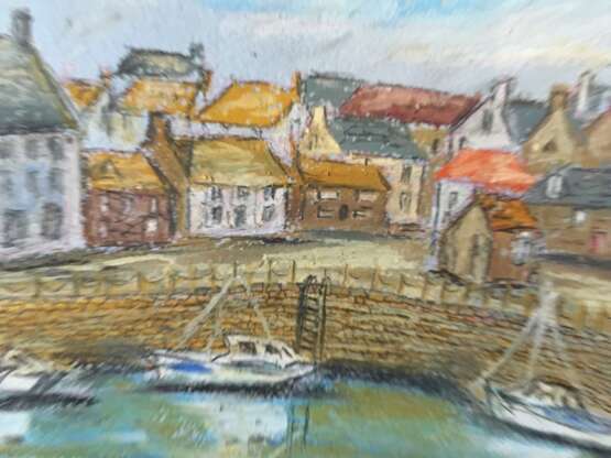 The harbour at Crail Fife in Scotland Cardboard See description Landscape painting 2018 - photo 2