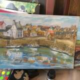 The harbour at Crail Fife in Scotland Cardboard See description Landscape painting 2018 - photo 3