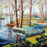 “Tulip dance” Canvas Oil paint Impressionist Landscape painting 2013 - photo 1