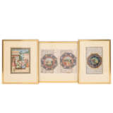 4 miniature paintings in 3 frames. INDIA/PERSIA, around 1900. - photo 1