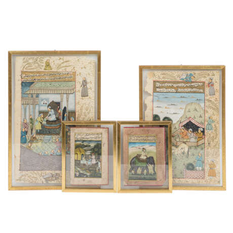 4 illustrated book pages and calligraphy. INDIA/PERSIA, c. 1850/60. - photo 1