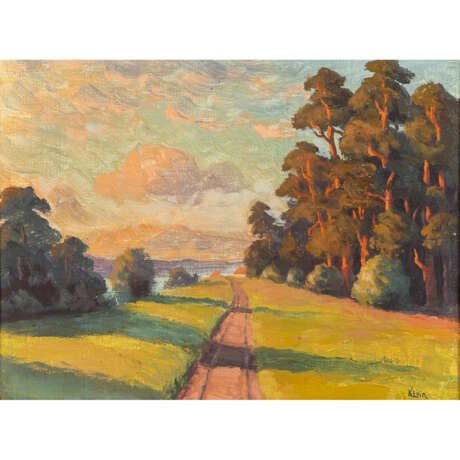 PAINTER OF THE 20th CENTURY "Country road with lake on the horizon" - Foto 1