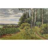 GEELMUYDEN, OLA (1858-1944), "Landscape with birch trees on a forest path". - фото 1