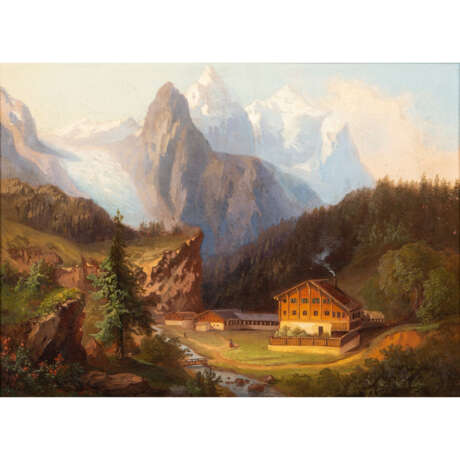 PERNHART, MARCUS (1824-1871) attributed, "A farm with a view of the Grossglockner". - photo 1