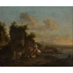BERCHEM, Nicolaes, ATTRIBUIERT/UMKREIS (N.B.: 1620-1683), "Shepherds with animals in landscape",
