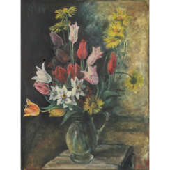SCHALLER-HÄRLIN, KÄTE (1877-1971), "Still life with spring flowers in glass jug",