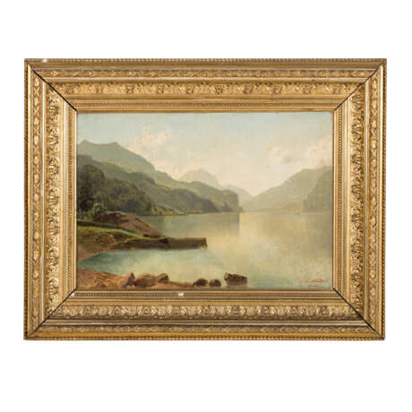 DUNTZE, JOHANNES BARTHOLOMÄUS, attributed (1823-1895), "Mountain lake", - Foto 2