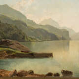 DUNTZE, JOHANNES BARTHOLOMÄUS, attributed (1823-1895), "Mountain lake", - Foto 4