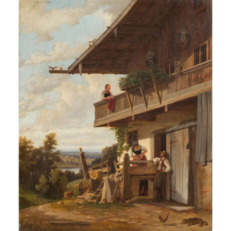 RITTMEYER, Emil, ATTRIBUIERT (1820-1904), "In front of the house in the mountains", - Foto 1
