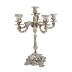 Candlestick, 6-flame, silver, 20th c.