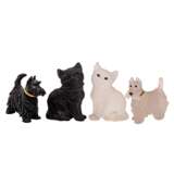 GEMSTONE CARVINGS, PAIR OF DOG AND CAT FIGURINES, - photo 1
