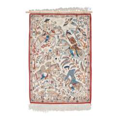 Oriental carpet with silk. ISFAHAN/PERSIA, 20th c.. 105x70 cm.
