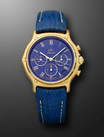EBEL, YELLOW GOLD CHRONOGRAPH '1911' WITH BLUE DIAL - фото 1
