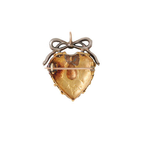 Pendant/brooch "Heart" crowned by diamond bow, - photo 2