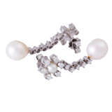 Earrings with pearls and diamonds total ca. 0,66 ct, - photo 4