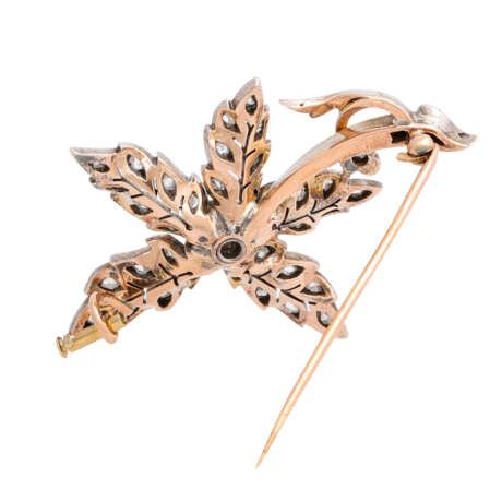 Brooch "Flowering branch" with natural pearl and diamond roses - фото 2