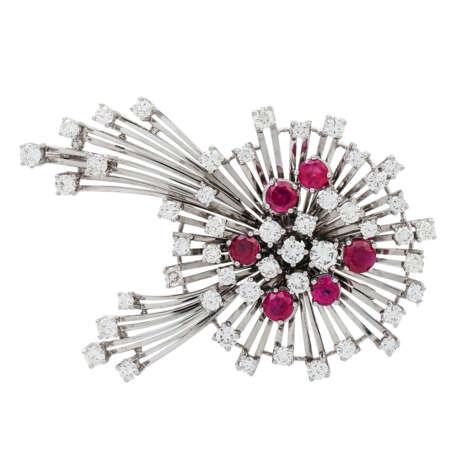 Brooch with rubies and diamonds - Foto 1