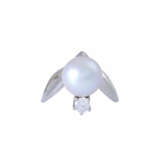Ring with light gray cultured pearl, - photo 2