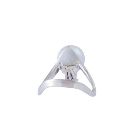 Ring with light gray cultured pearl, - фото 4
