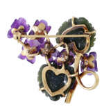 Brooch "Violet" with nephrite and ametysts - photo 2