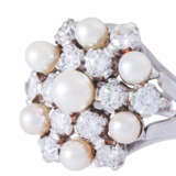 Ring with pearls and 12 diamonds total ca. 1,8 ct, - Foto 5